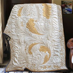 Gold White Feather WY0901031CL Quilt