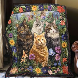 Floral Cats XR0606016CL Quilt
