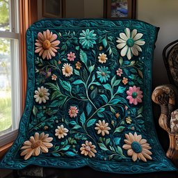 Teal Flower Garden WY0611019CL Quilt