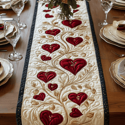 Heart Vine WG1501004CL Quilted Table Runner