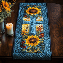 Cross And Sunflower WY1901014CL Quilted Table Runner