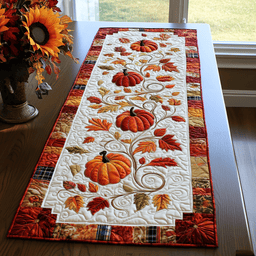 Autumn Pumpkin Lovers WG1403002CL Quilted Table Runner