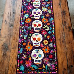 Day Of The Dead Floral Memories WN2610073CL Quilted Table Runner