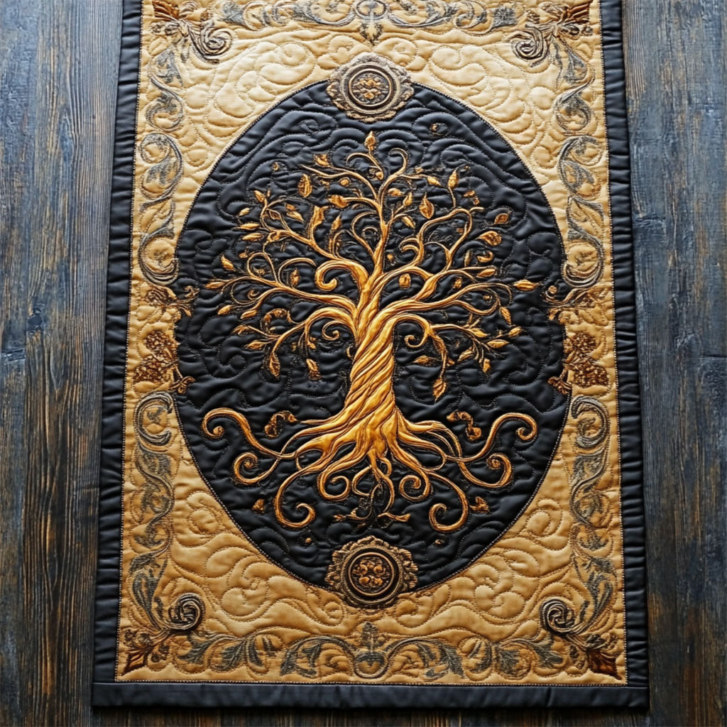 Royal Gold Tree WY2802051CL Quilted Table Runner