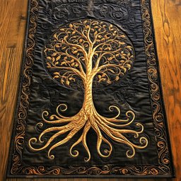 Mystic Gold Tree WY2802047CL Quilted Table Runner