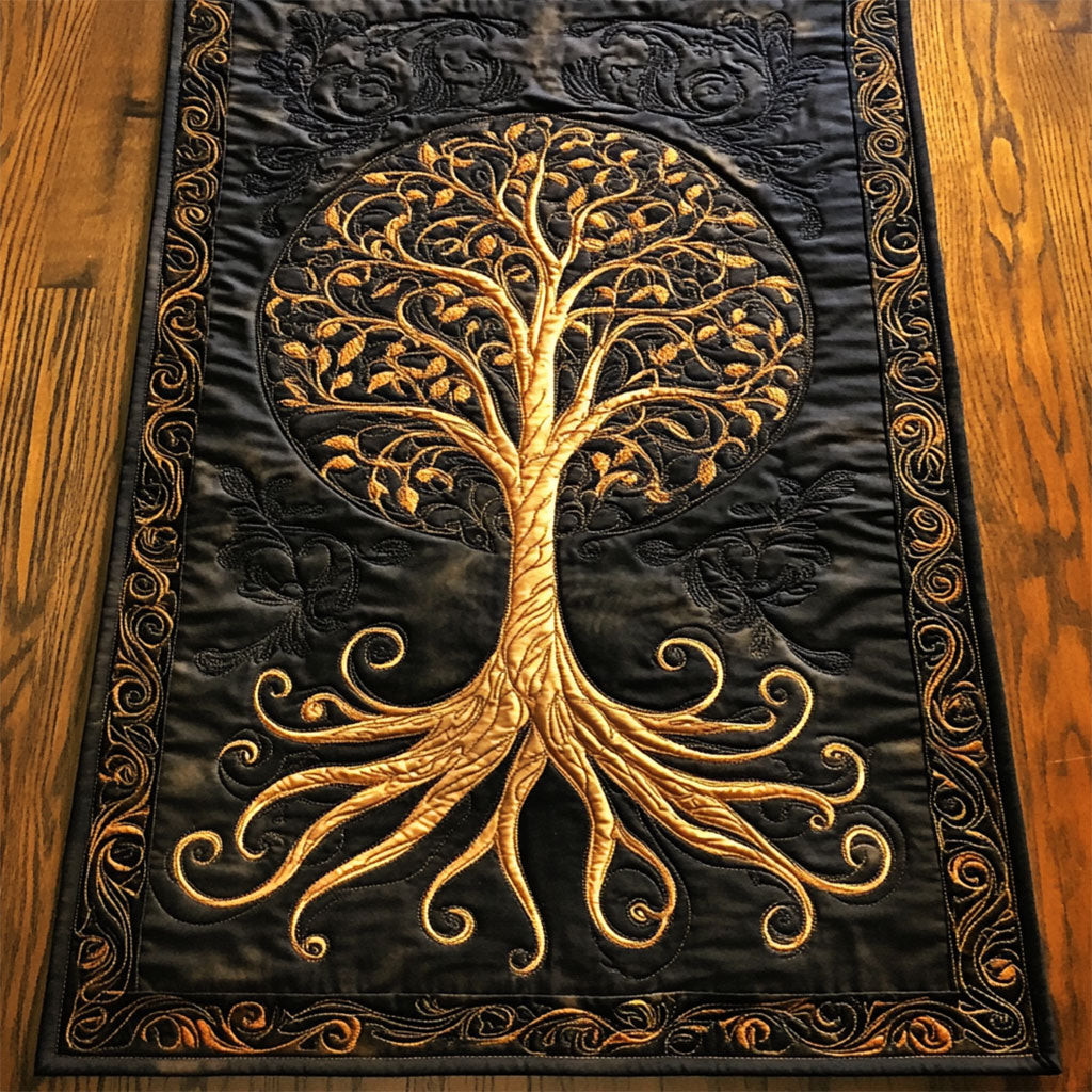 Mystic Gold Tree WY2802047CL Quilted Table Runner