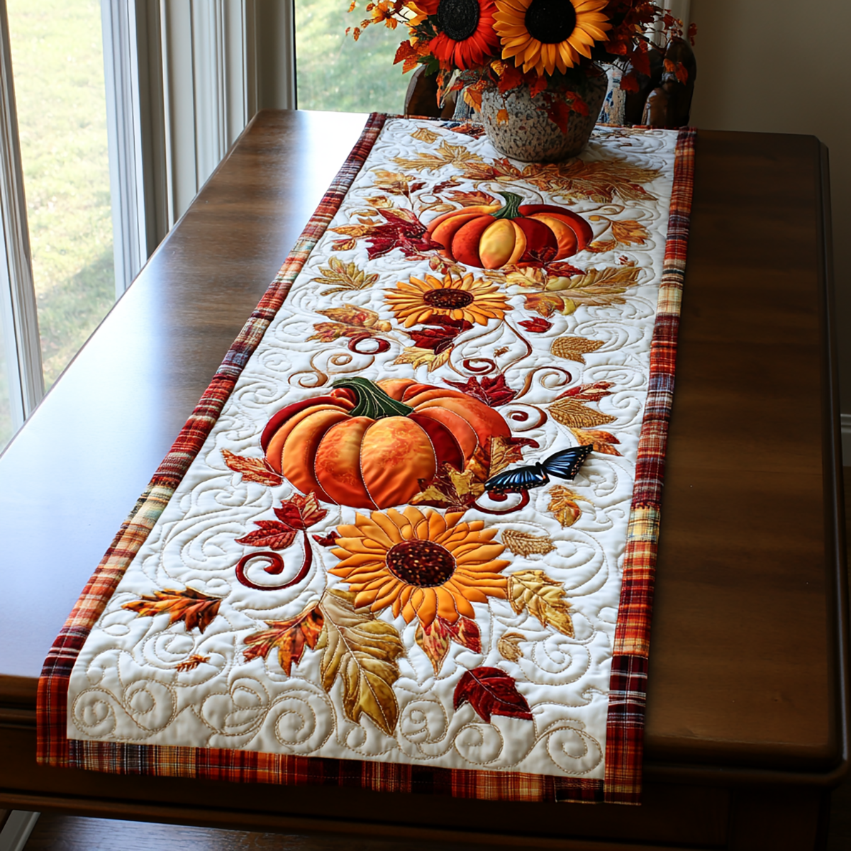 Autumn Pumpkin Lovers WG1403001CL Quilted Table Runner