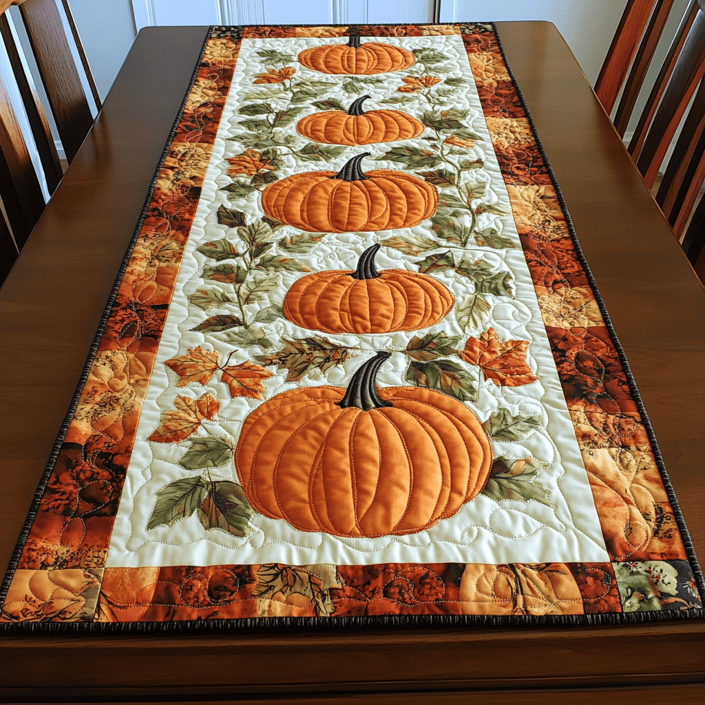Love Autumn Pumpkins XR1209006CL Quilted Table Runner