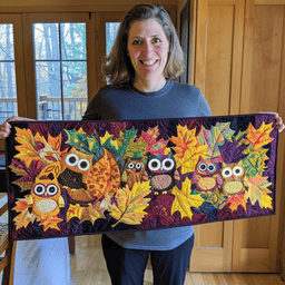 Big Eyes Owl XR3008012CL Quilted Table Runner