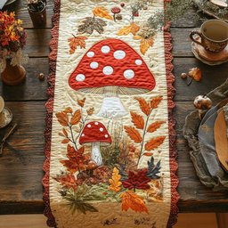 Mushroom In Autumn Forest WY2802099CL Quilted Table Runner