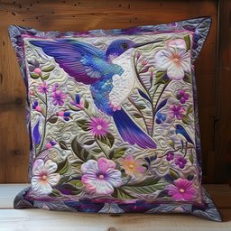 Purple Hummingbird And Flowers XR2007019CL Quilt Pillow Case