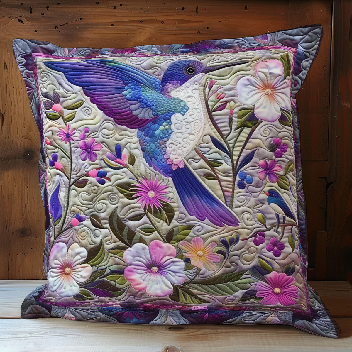 Purple Hummingbird And Flowers XR2007019CL Quilt Pillow Case
