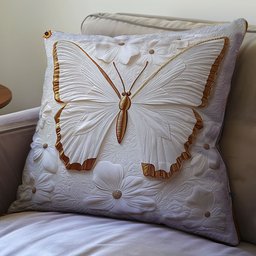 Gold White Butterfly WY0312125CL Quilt Pillow Case