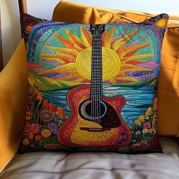 Hippie Guitar WJ1110034CL Quilt Pillow Case