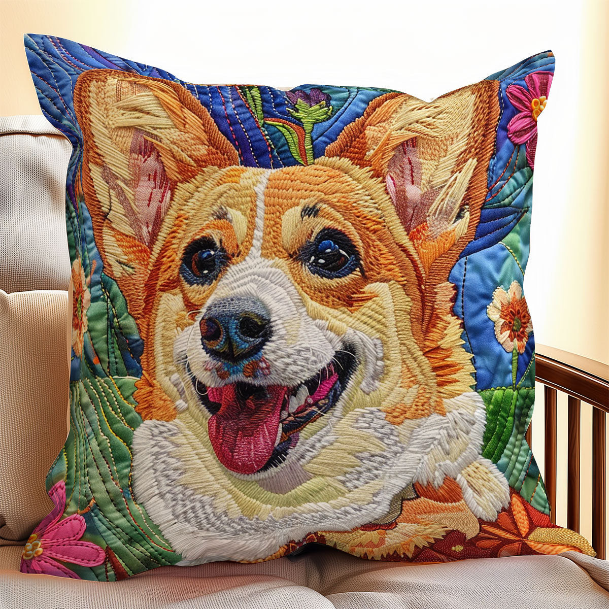 Cute Corgi XR1607010CL Quilt Pillow Case