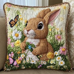 Rabbit White Wildflowers WT0703043CL Quilt Pillow Case