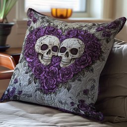 Purple Rose Heart Skull WY2501057CL Quilt Pillow Case