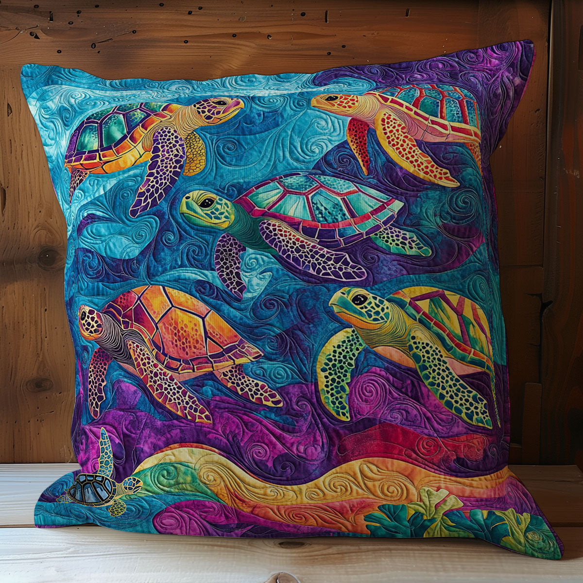 Turtle Family WY2212027CL Quilt Pillow Case