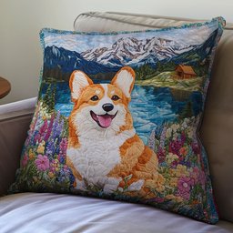 Happy Corgi WX1312111CL Quilt Pillow Case