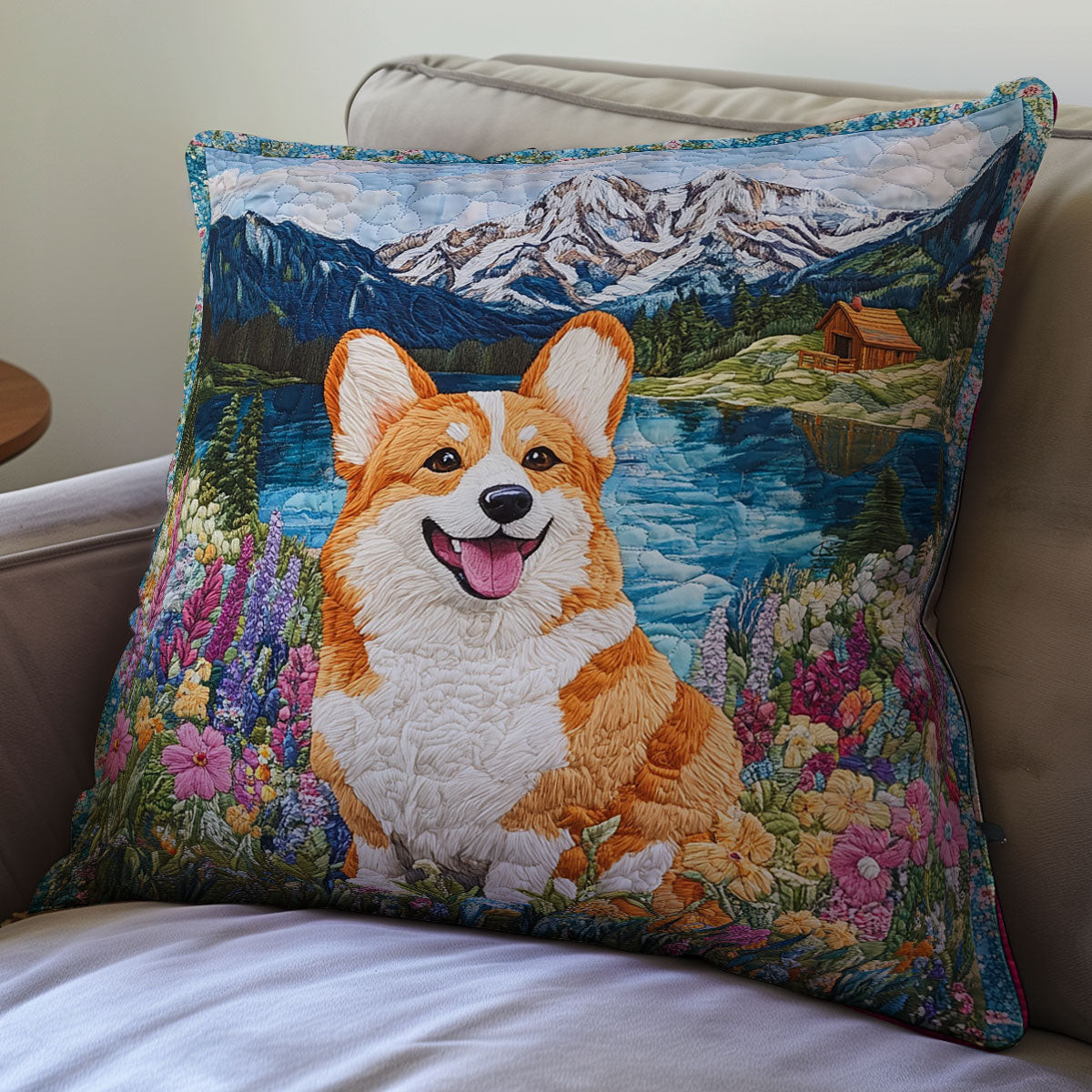 Happy Corgi WX1312111CL Quilt Pillow Case