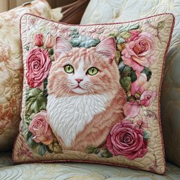 Pink Cat Roses WT1403035CL Quilt Pillow Case