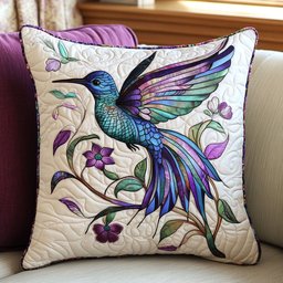 Hummingbird Purple Flower WT1403016CL Quilt Pillow Case