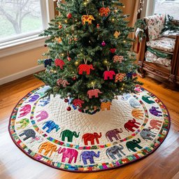 Bright Spirits Christmas Quilted Tree Skirt NCU0NNT081