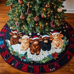 Joyful Gathering Christmas Quilted Tree Skirt NCU0NNT148