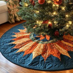Rustic Sunburst Quilted Christmas Tree Skirt NCU0PTT076