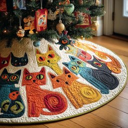 Pawfect Whimsy Christmas Quilted Tree Skirt NCU0PTT1470