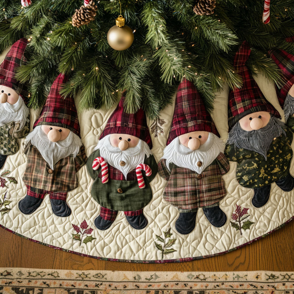 Gnome for the Holidays Quilted Christmas Tree Skirt NCU0PT1136