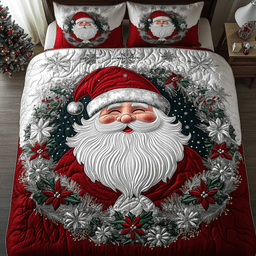 Festive Joy Quilt Bedding Set Santa Claus Duvet Covers Christmas Gift Ideas For Coworkers