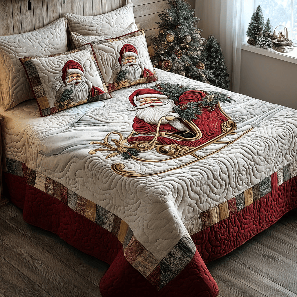 Santa Glow Quilt Bedding Set Holiday Season Duvet Covers Christmas Gifts For Grandparents