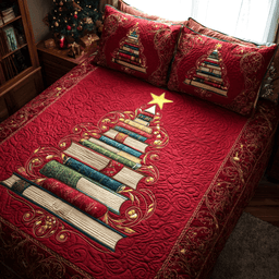 Starlit Stories Quilt Bedding Set Holiday Season Quilt Cover Christmas Gifts For Reading Lovers