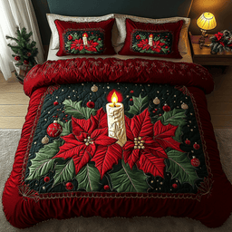 Poinsettia Spirit Quilt Bedding Set Holiday Season Quilt Cover Things To Get Your Mother In Law For Christmas