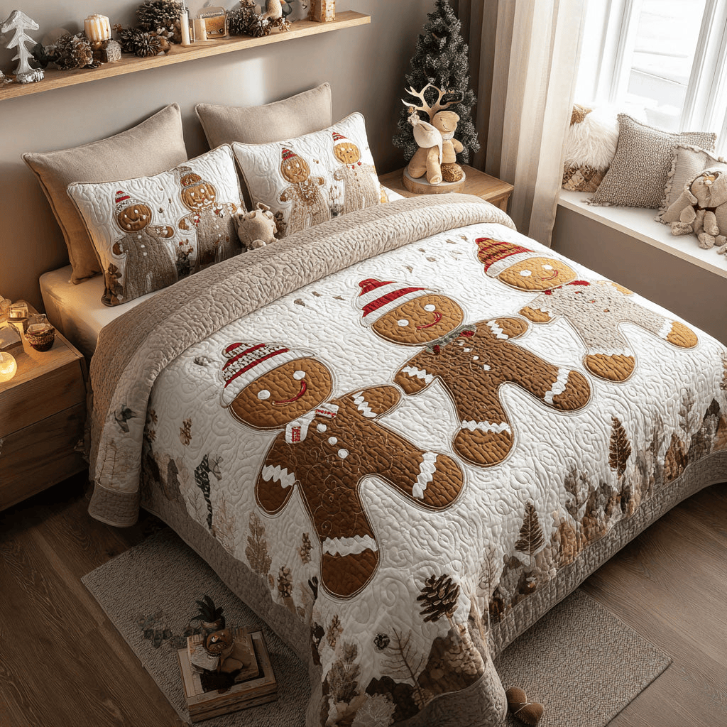 Sugarplum Smiles Quilt Bedding Set Holiday Season Duvet Covers Christmas Gifts For Brother In Law