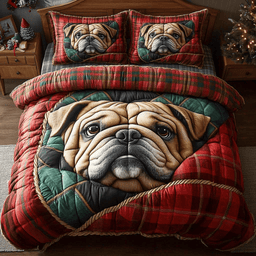 Bulldog Charm Quilt Bedding Set Best Luxury Sheets Christmas Gifts For Dog Lovers