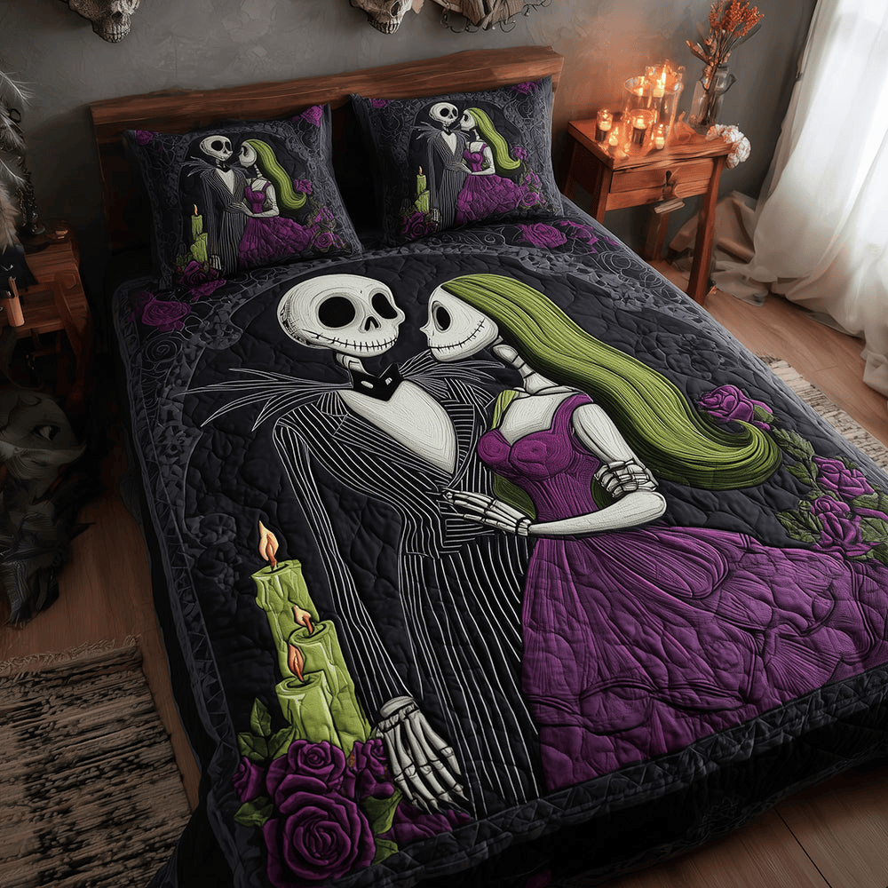 Gothic Love Quilt Bedding Set Halloween Duvet Cover Queen