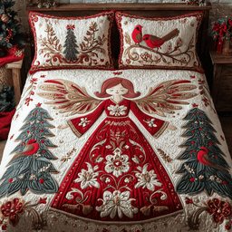 Angelic Wonder Quilt Bedding Set Queen Size Comforter Christmas Gifts For New Moms