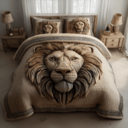 Majestic Lion Quilted Bedding Set King Size Bed Set Meaningful Gifts For Mum