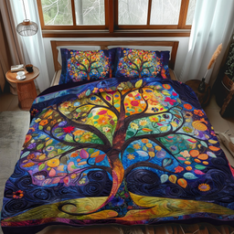 Celtic Tree of Life Quilt Bedding Set Full Size Sheets Good Gift for Mom