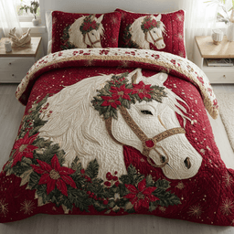 Christmas White Horse Quilt Bedding Set Twin Duvet Covers Good Family Christmas Present