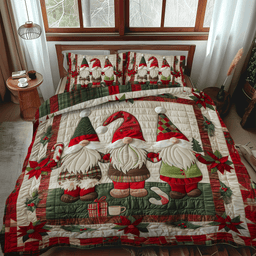 Gnome Parade Quilt Bedding Set King Size Comforter Sets Christmas Gifts For My Son