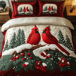 Cardinal Christmas Quilt Bedding Set Christmas Bedding King Christmas Gifts For Grandparents