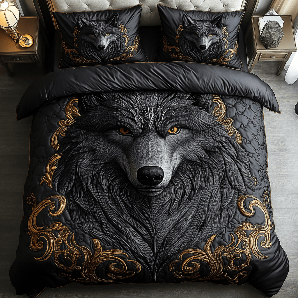 Alpha Guardian Quilt Bedding Set Wolf King Bedspread Best Christmas Gifts For Men