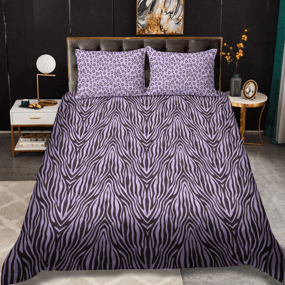 Purple Zebra Quilt Bedding Set Twin Bed Sheets Birthday Presents For Nana