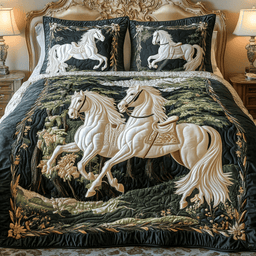 Golden Gallop Quilt Bedding Set Bedspreads King Xmas Present For Uncle
