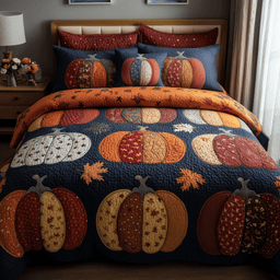 Pumpkin Harvest Quilted Bedding Set Best Luxury Sheets Best Birthday Gift for Wife