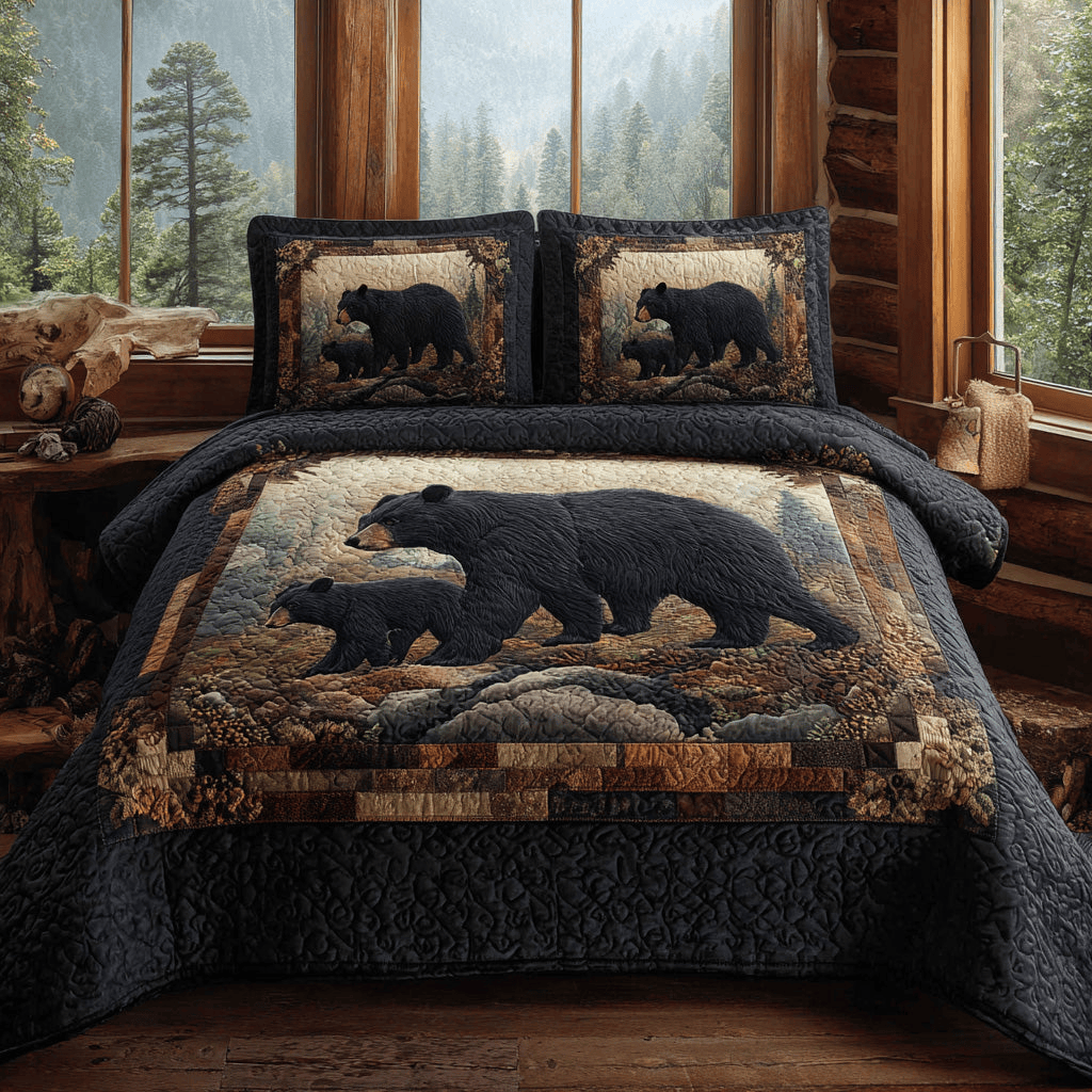 Black Bears Quilt Bedding Set Twin Comforter Sets Daughter In Law Gifts
