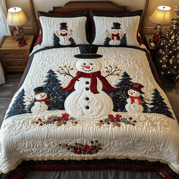 Frosty Friends Quilt Bedding Set Christmas Gifts For Brother And Sister In Law